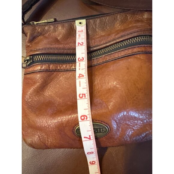 Fossil Genuine Leather Crossbody Bag Brown Soft Cowhide Purse Minimalist Travel - Picture 10 of 12